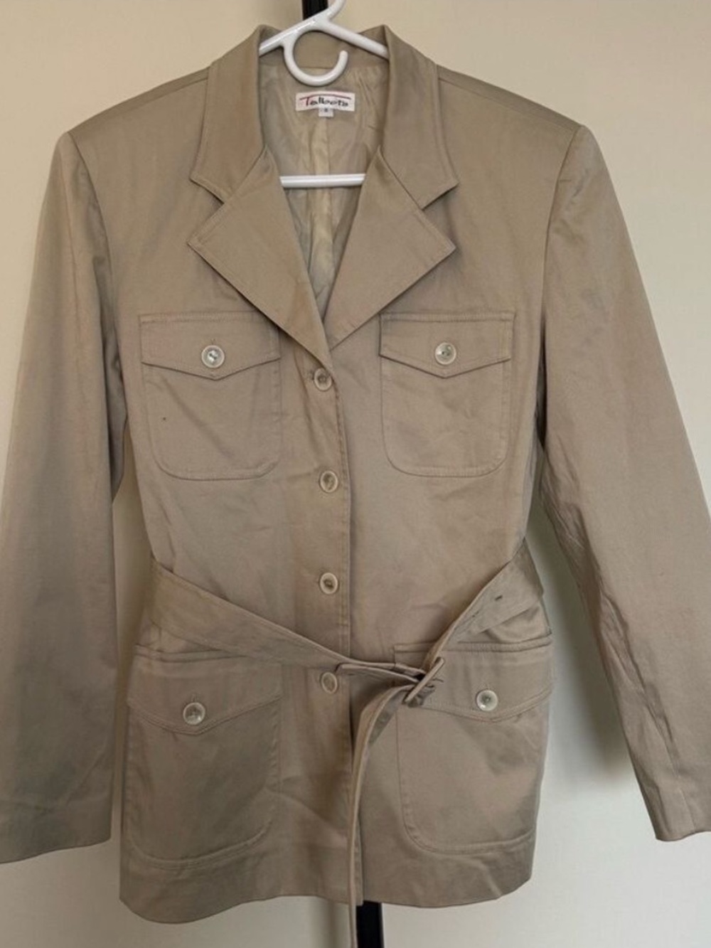 Talbots Khaki Utility Jacket with Belt Safari Jacket in Small